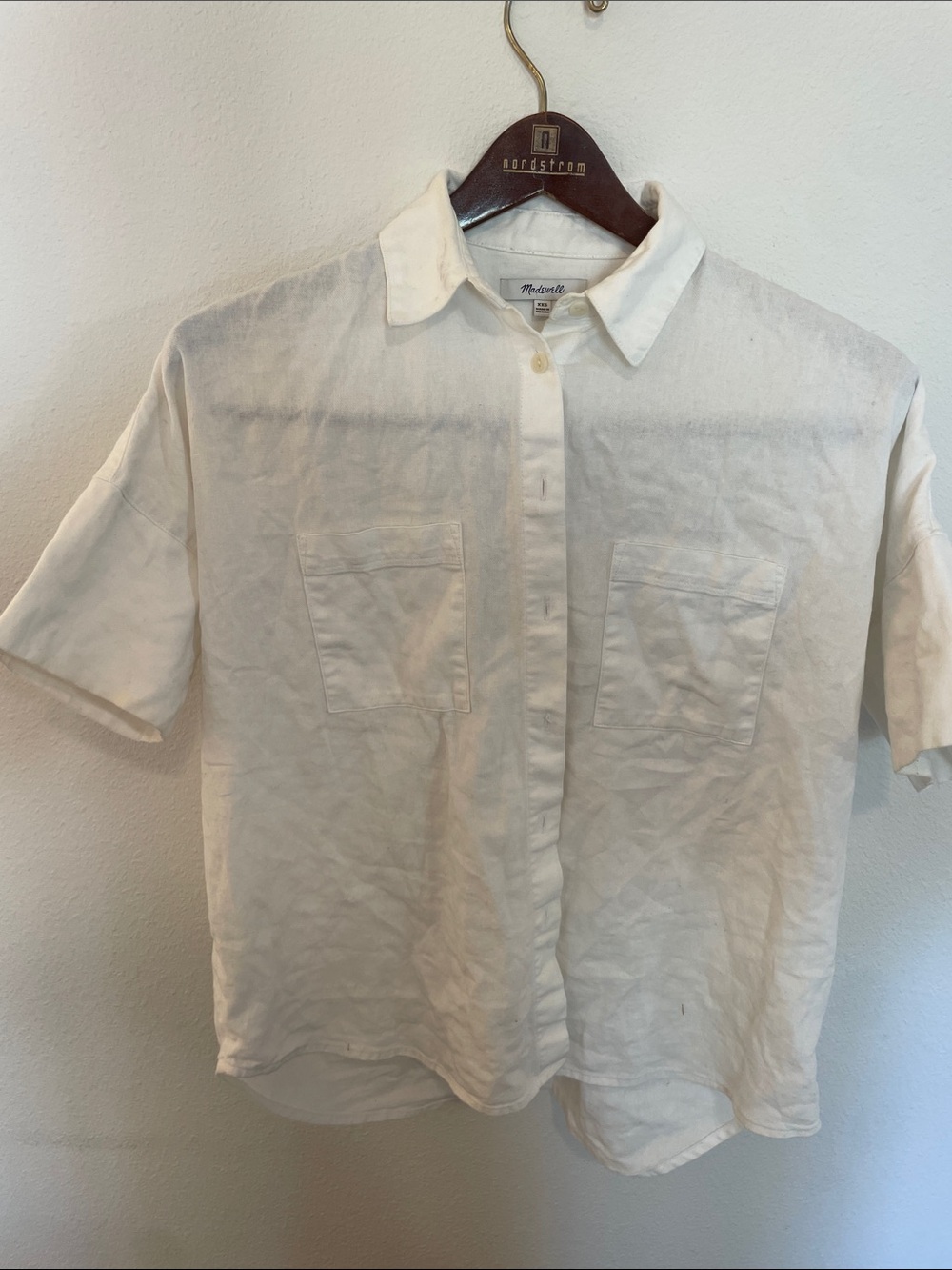 Madewell womens Short-Sleeve Button-Down Shirt in Off-White